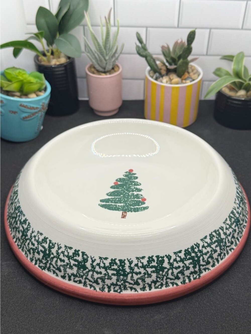 Bizzirri Christmas Tree Ceramic Serving Bowl Made In Italy - Festive Holiday Des
